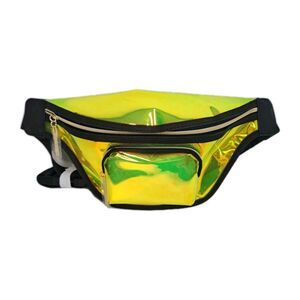 Fanny Pack Women Designer Lancome Yellow Holographic Belt Bag Black Trim Travel